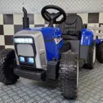 Accu kinder tractor met aanhanger blauw