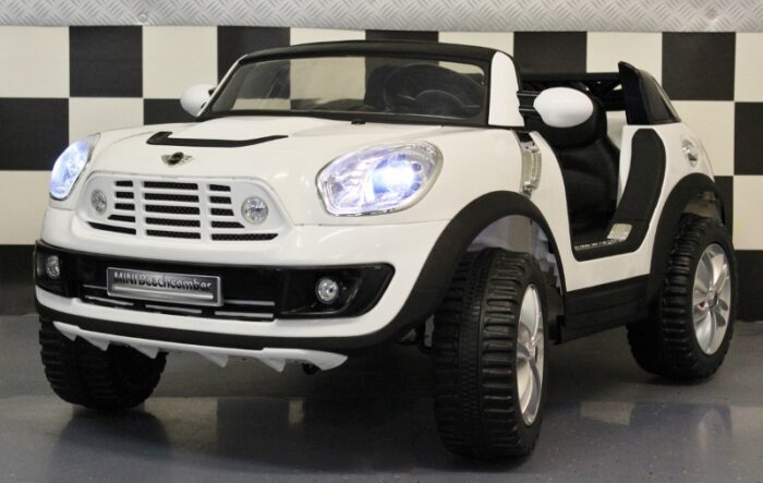 Mini Cooper kinderauto 2 persoons wit 12v