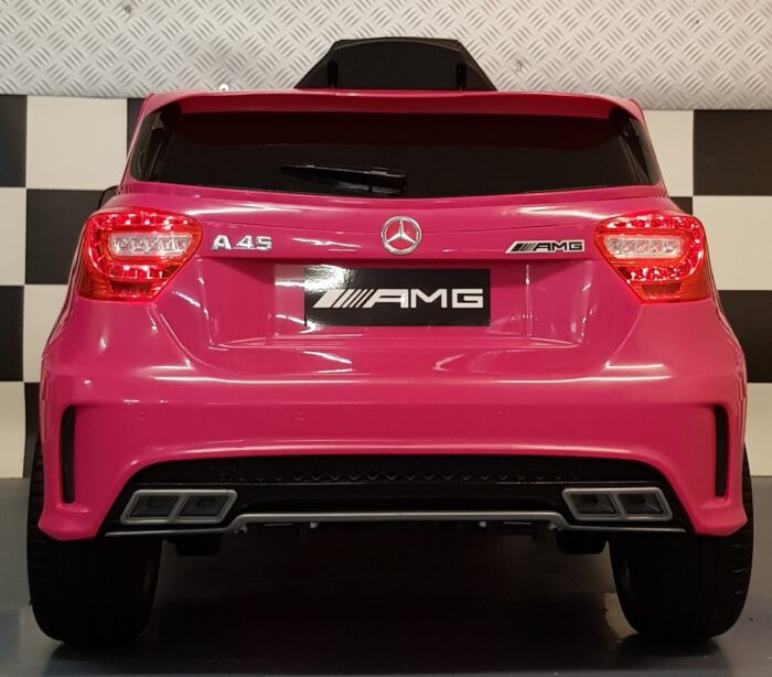 Roze Mercedes A45 kinder accu auto 12 volt